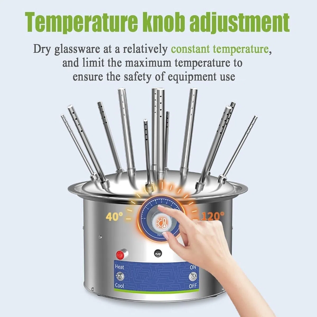 Glaswaren Trockengestell, 12/20/30 Löcher mit 800W Leistung, Temperaturregelung 40~120°C für Becher, Flaschen, Reagenzgläser - Effiziente Laborausrüstung