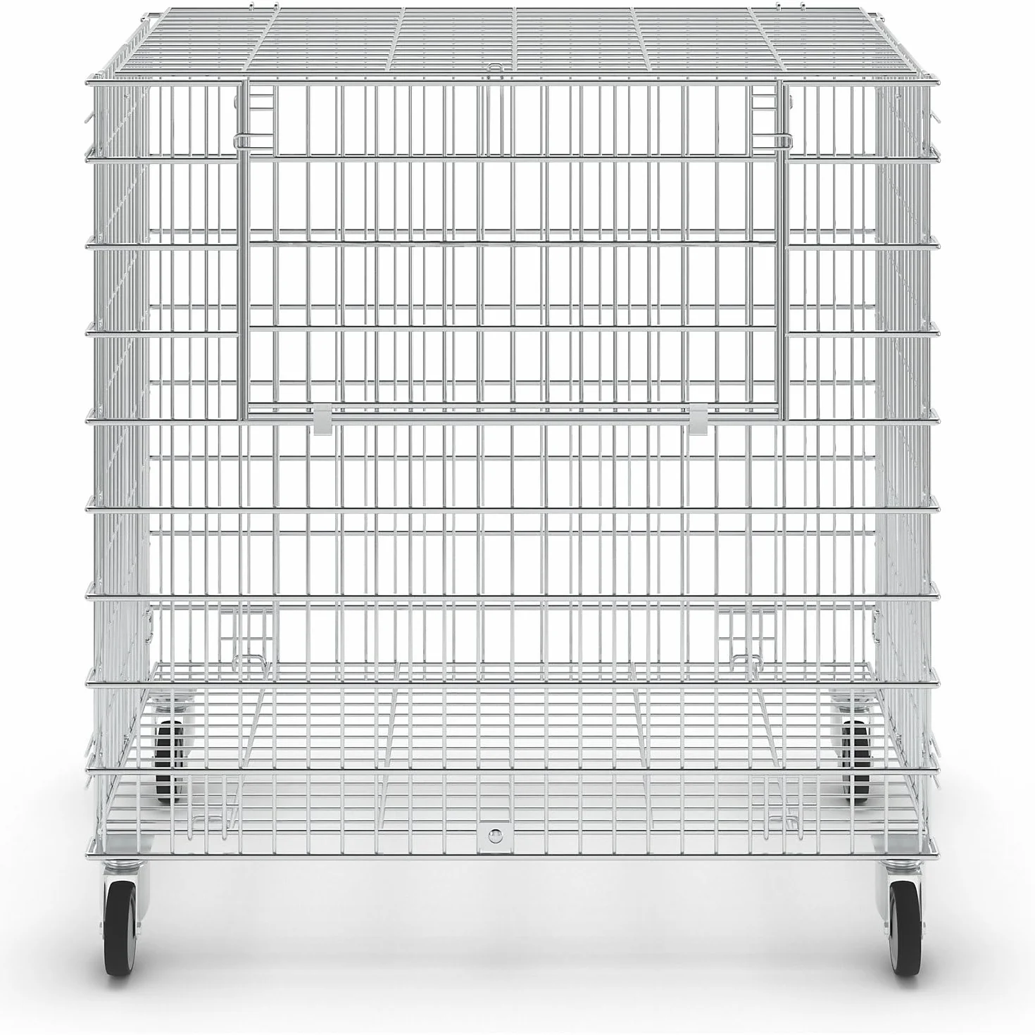 Gitterwagen abschließbar | 150KG Tragkraft | 2 Ladeklappen 4 Lenkrollen | Vielseitig einsetzbar als Ballwagen, Gitterbox für Sportgeräte und Bälle | robuster Lagerwagen 585x950x870mm