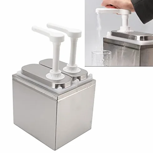 Saucenspender, Kunststoff und Edelstahl, Gewürz-Sirup-Küchen-Pumpstation für Zuhause, 1 L, Doppelter Salat, Marmelade, Gewürzpresse (1L Doppelpumpe)