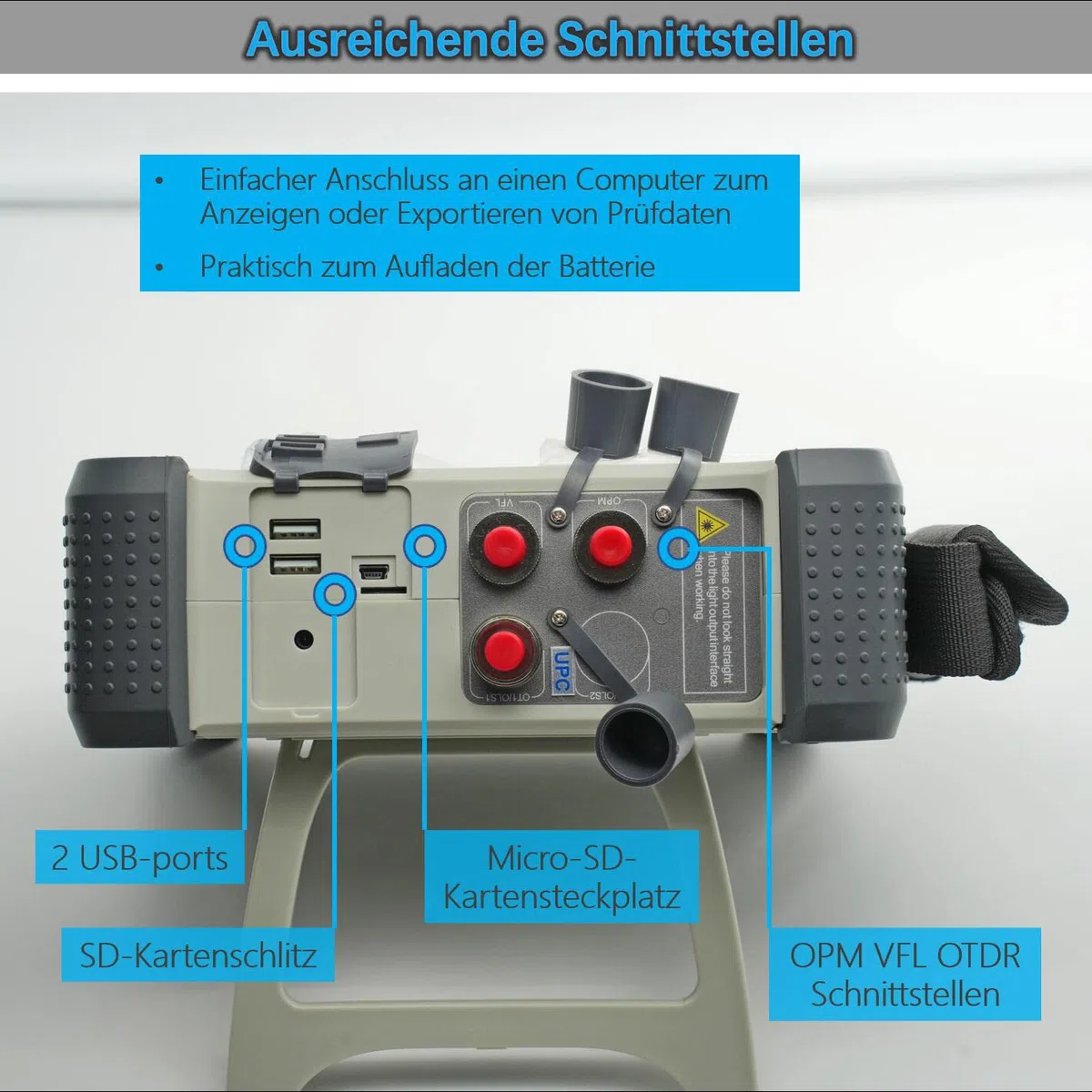 OTDR messgerät MM 850/1300nm 20/26dB, Multifunktions LWL OTDR Multimode+OPM+VFL+OLS+Event Map mit SC FC ST LC Adaptern