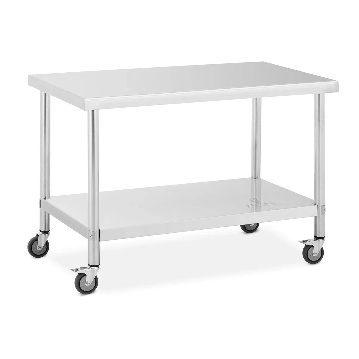 Royal Catering Edelstahltisch mit Rollen 70 x 120 cm 158 kg Tragkraft Arbeitstisch mit Rollen
