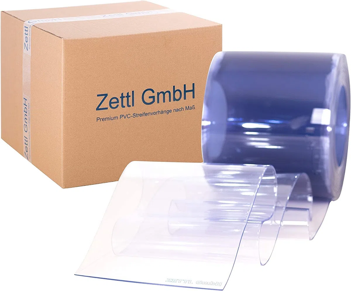 Zettl GmbH PVC-Streifen Rollenware, 3x300mm, 25m, transparent/durchsichtig | UV-beständig, wetterfest & witterungsbeständig, zur Verwendung als PVC-Streifenvorhang/Lamellenvorhang, Industrievorhang