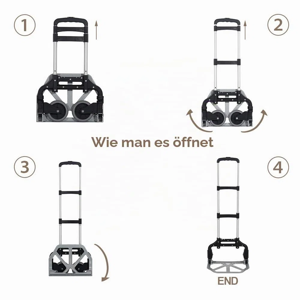 sogesfurniture Aluminium Sackkarre Transportkarre klappbare Handkarre, mit kostenlosem Gummiband für Fixieren der Gegenstände, bis 60kg Tragkraft, BHEU-KT-2124