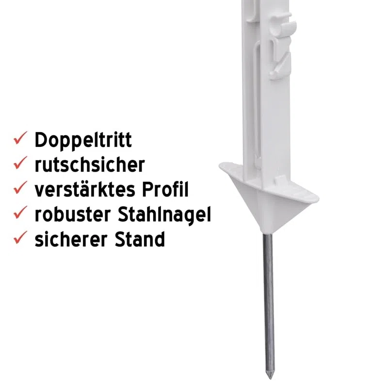 VOSS.farming 20x Weidezaunpfähle, Kunststoff, 150 cm, 14 Ösen, weiß