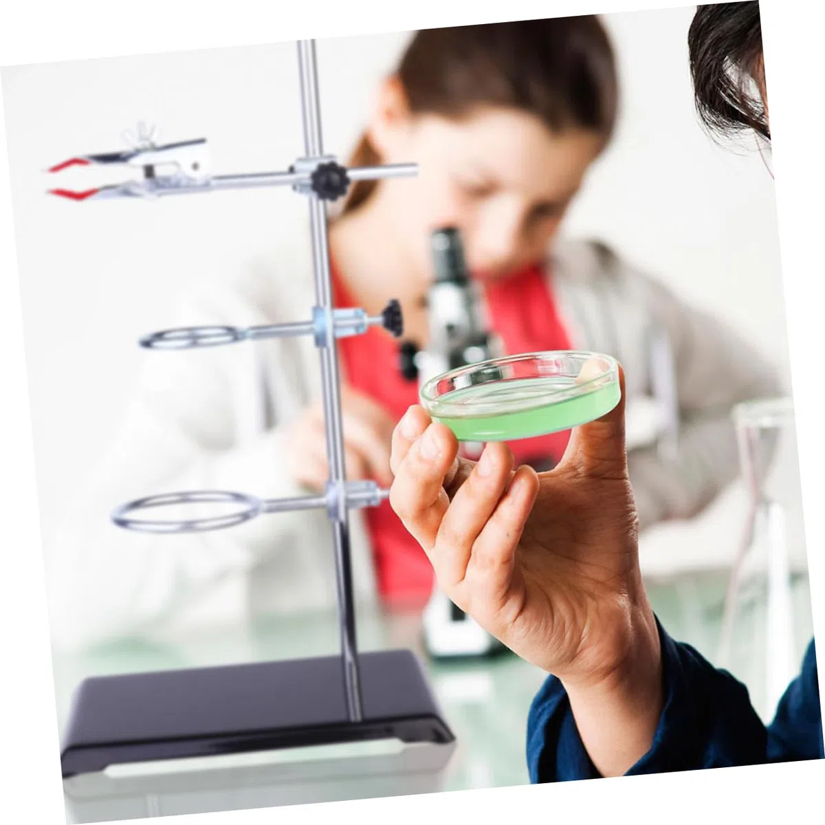PartyKindom Laborstativ aus Eisen für Physik und Chemie Experimente mit Ringklemme Trichterhalter und Reagenzglas-klemmen Stabiles Tischstativ für Laborgeräte