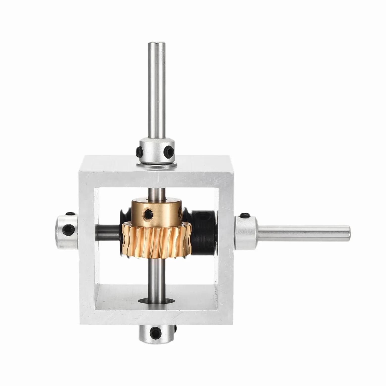 QUARKZMAN Getriebe 90 Grad Rechtwinkliges Schneckengetriebe 1:20 Untersetzungsgetriebe 1 Modul 20 Zähne Schneckenrad Aluminiumrahmen Einfaches DIY Modul Mit 6mm Welle 100x100x50mm(LxBxH)