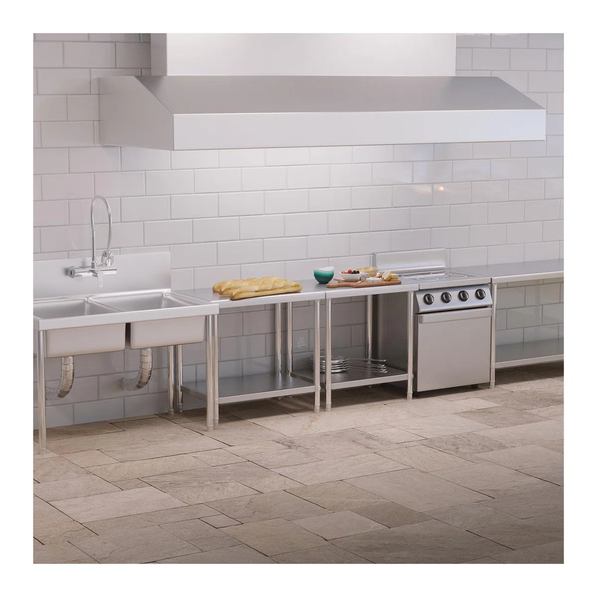 Royal Catering RCAT-90/60-NW Edelstahltisch Fläche 90 x 60 cm Tragkraft 250 kg Ebenen 2 Grilltisch Outdoor Küchenmöbel
