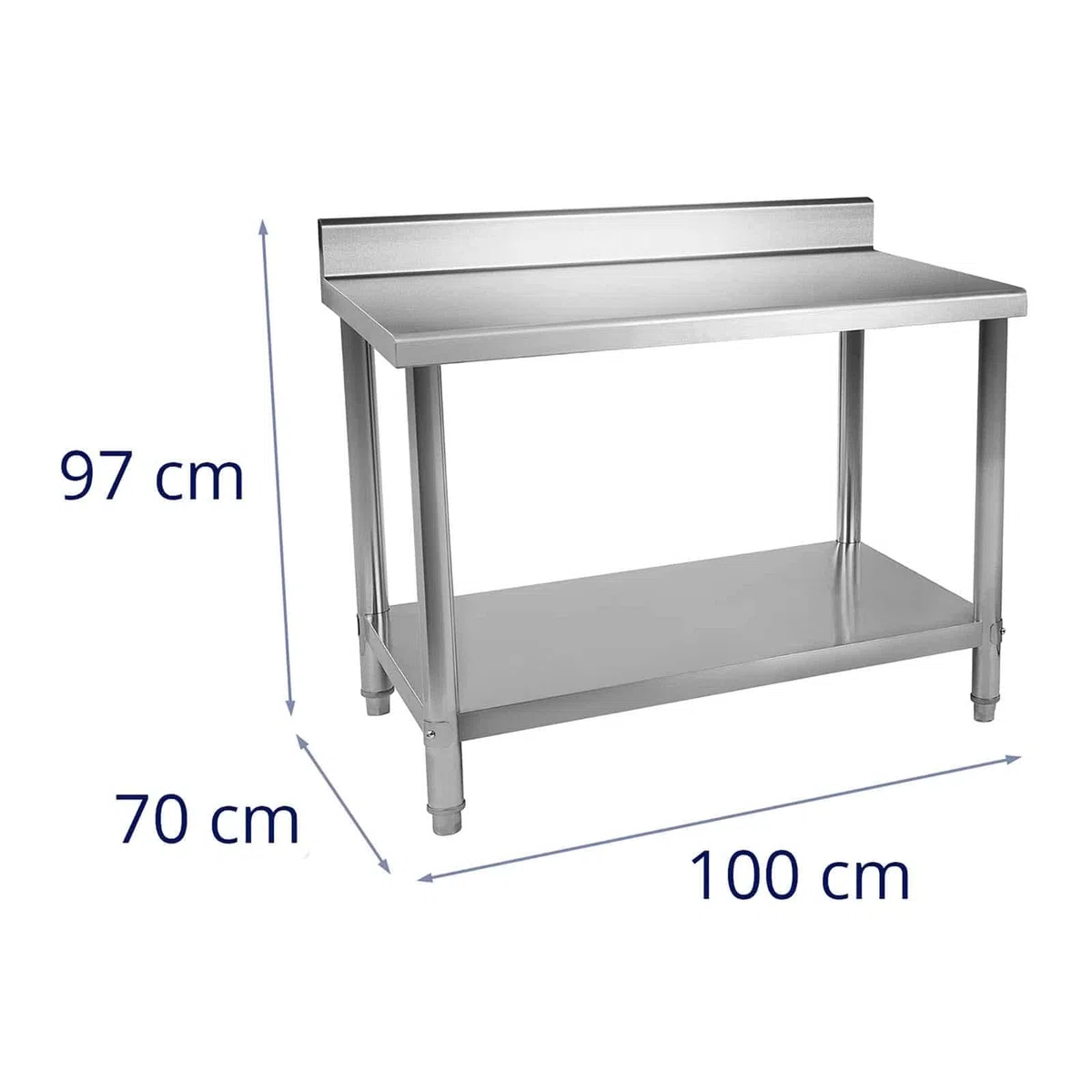 Royal Catering RCAT-100/70-N Arbeitstisch Edelstahl höhenverstellbar Edelstahltisch mit Aufkantung 100 x 70 cm Küchentisch gastro Grilltisch Outdoor Küchenmöbel