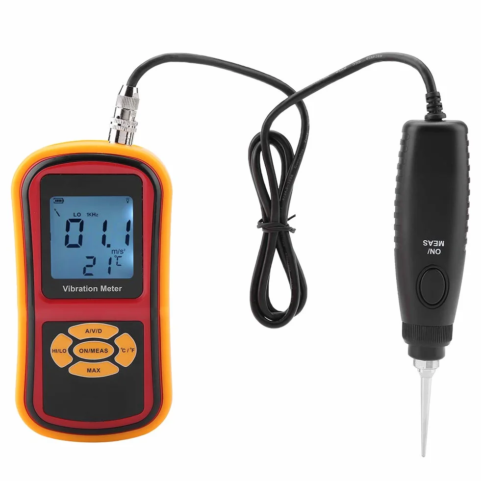 YWBL-WH Tragbares Digitales Vibrationsmessgerät GM63B mit LCD-Display, Anzeige bei Niedrigem Batteriestand, Automatischer Shoff für Mechanische Uhren, Motoren, Lüfter, Lager