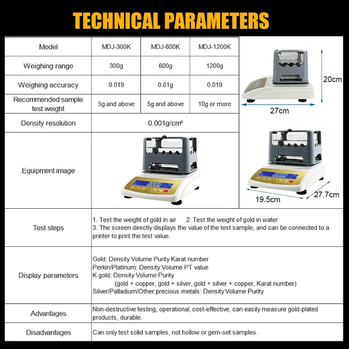 Kommerzielles Goldreinheitsmessgerät,Goldreinheitsprüfgerät,Golddichtemessgerät 0,01 G/0,005 G,Komplettes Digitales Analysegerät für Gold,Silber,Platin Und Palladium 1200k