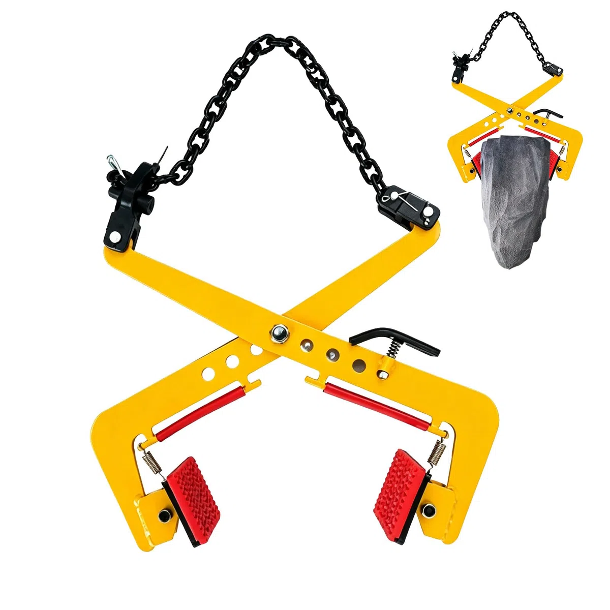 325kg Steinhebeklemme, Öffnungsweite 12-36cm Versetzzange | Bordsteinzange mit verstellbarer Kette, Hebeklemme aus geschmiedetem legiertem Stahl für Granit Marmor