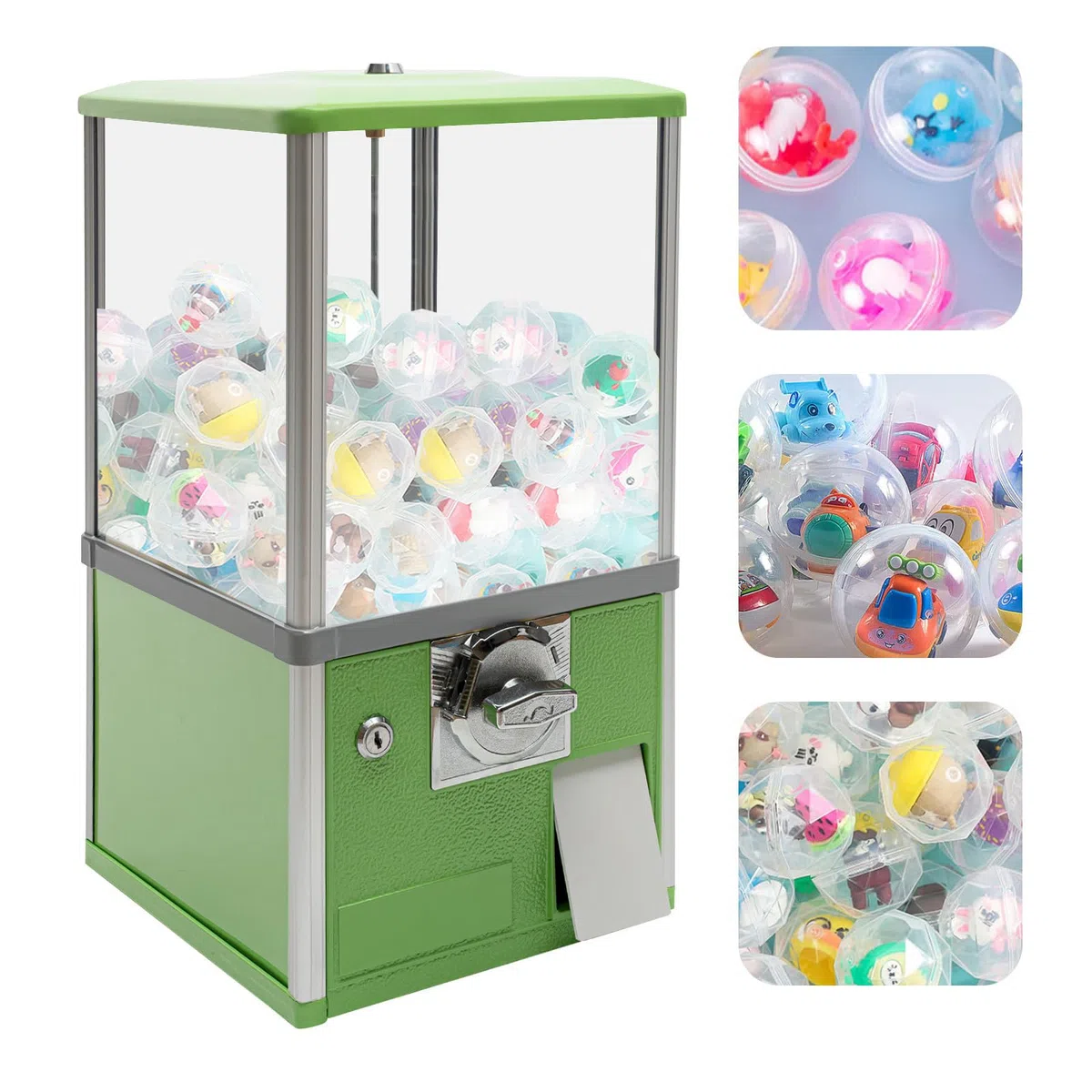 Verkaufsautomat, Süßigkeitenautomat, kommerzieller Kaugummiautomat, Stabiler Verkaufsautomatenspender für Supermarkt, Park, Spielplatz, Urlaub,Green