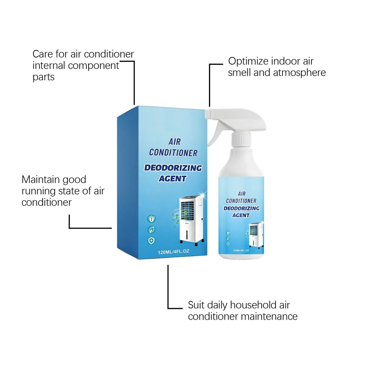 Schäumende Klimaanlage Reinigungsspray, keine Demontage Klimaanlage Ventilator Schaum Reiniger schäumend, No-Rinse Verdampfer Spule Reiniger Geruchsentferner, Haus Hotel Büro Wohnzimmer Auto (5pcs)