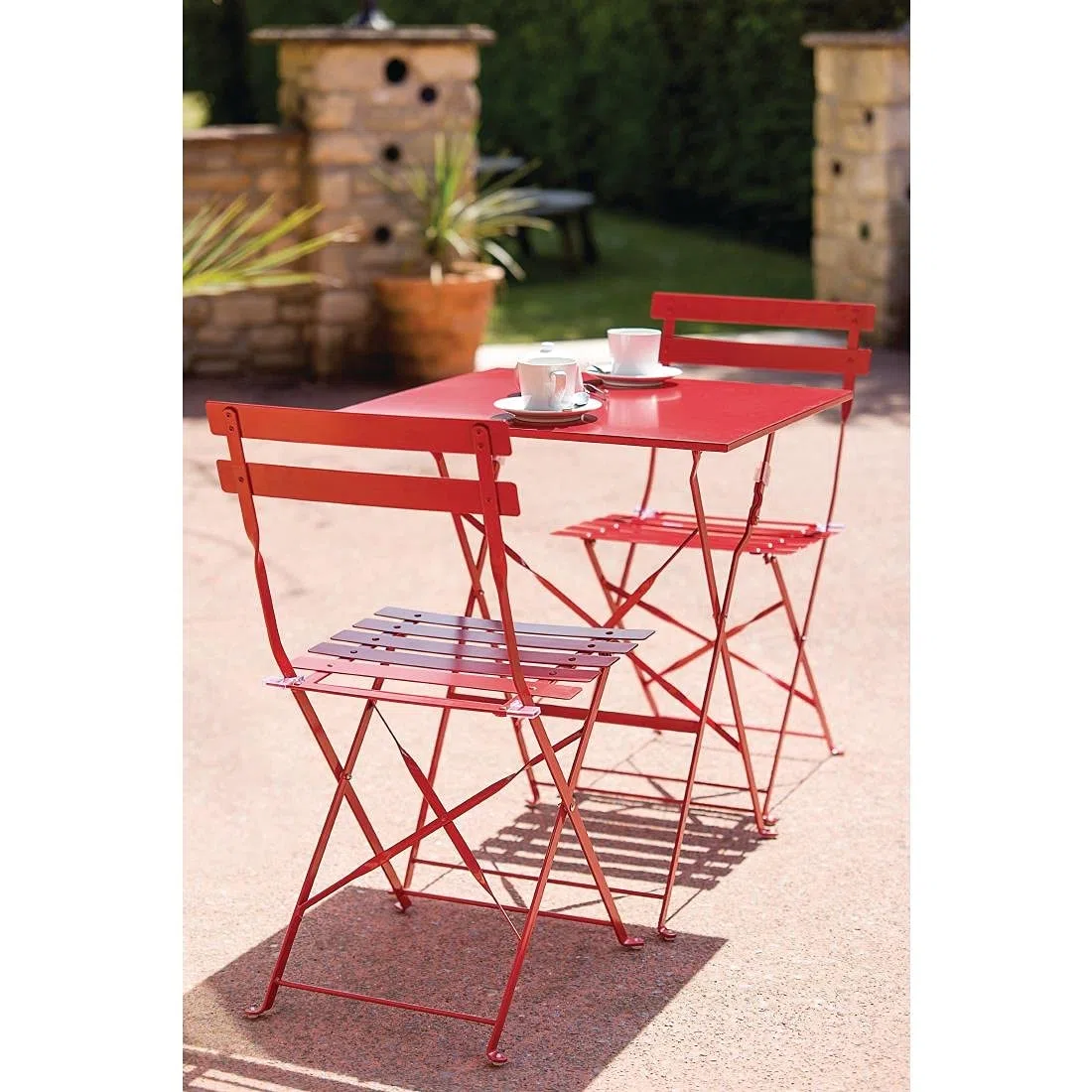 Bolero klappbare Terrassenstühle Stahl rot, 800(H) x 387(W) x 471(D)mm