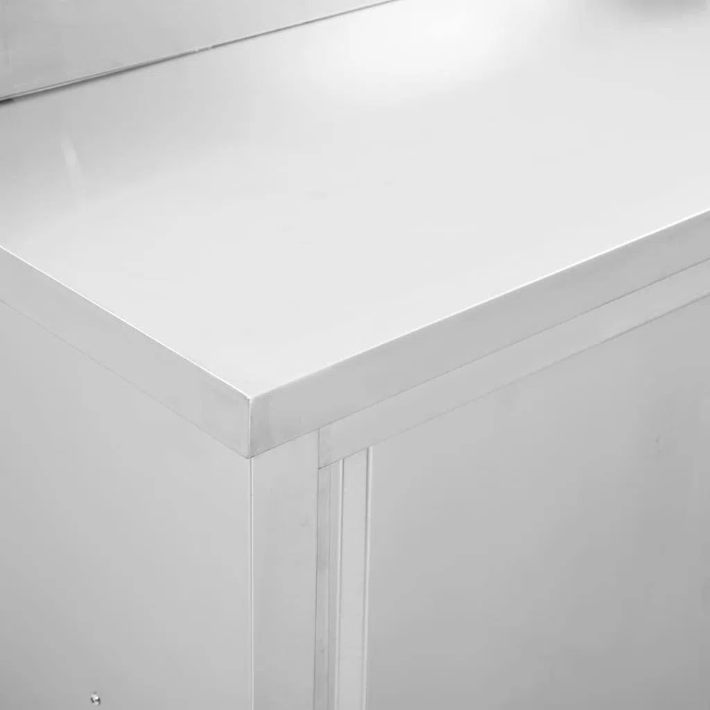 Cozynest Arbeitstisch Arbeitsplatte Edelstahlschrank Gastro Schrank Schiebetürenschrank Arbeitsschrank mit Schiebetüren 100x50x(95-97) cm Edelstahl