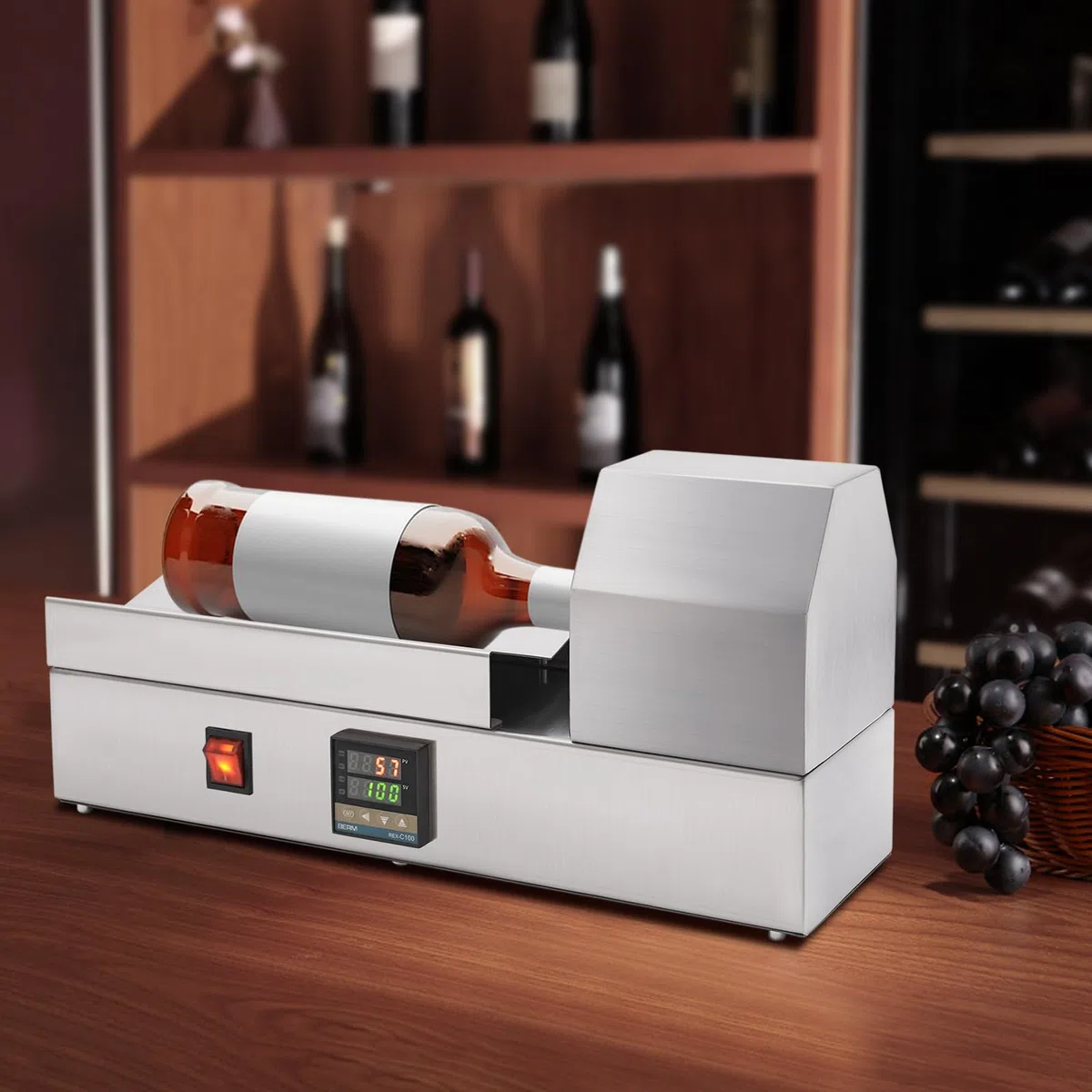 PVC Schrumpfmaschine für Flaschen mit Heizloch von 70mm für PVC Kapseln manuelle Temperaturregelung für Weinflaschen geeignet schnelle 2-3 Sekunden Schrumpfzeit