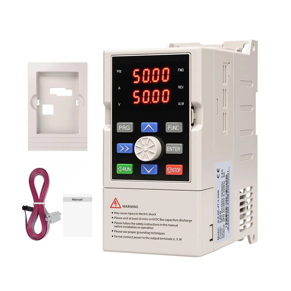 Frequenzumrichter 380V VFD Drehzahlregler Motor Frequenzregler Professional Dreiphasen Eingang Dreiphasen Ausgang 2,2kW CNC Frequenzumrichter JLS-DF-4T-2.2GB (mit Tablett+2m Verlängerungskabel)