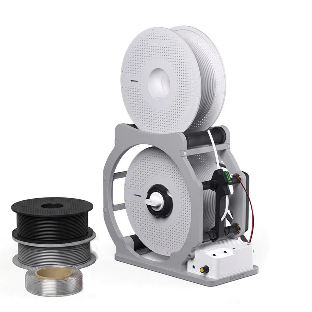 3D Industrial Filament Respooler, Elektrischer Filament Spulenwickler Mit Intelligenter Start Und Stoppfunktion für 1kg Spulen Sauberes Verwicklungsfreies Aufwickeln für PLA PETG ABS TPU Nylon