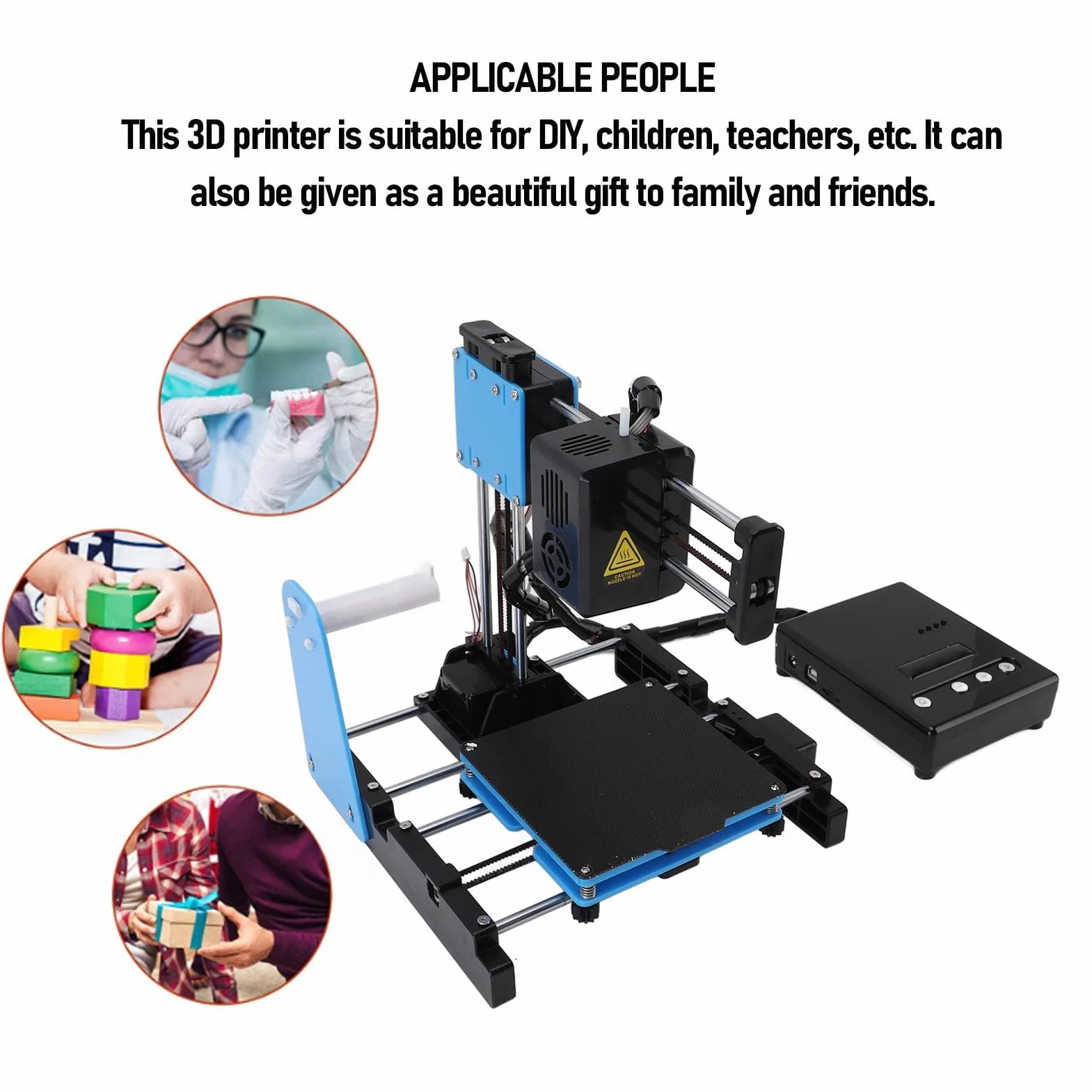 3D Drucker Klein3D-Drucker für Anfänger Unterstützt das Drucken mit Einem Mausklick, 3D-Druckmaschinen mit PLA Filament 10-40mm/s Druckgröße 100x100x100mm (EU -Stecker)