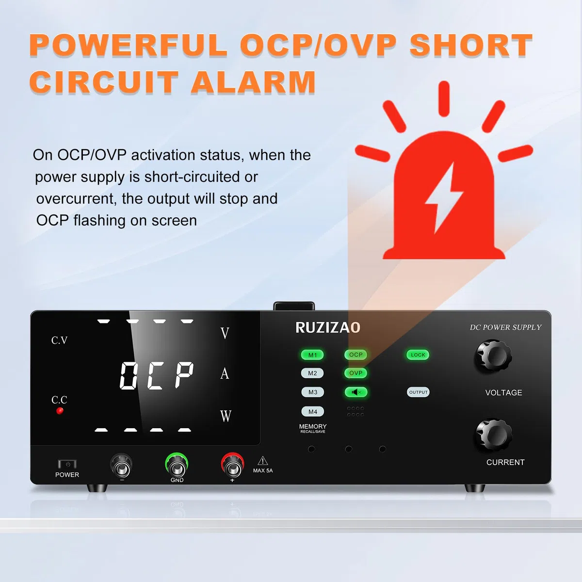 Labornetzteil, 0-30V 0-60A 1800W Hochleistungs-Labornetzgerät, DC Regelbar Netzgerät mit Ausgangsschalter, OCP und OVP, Memory-Funktion, Encoderregelung, 4-stellige LED-Anzeige, Lockout-Taste