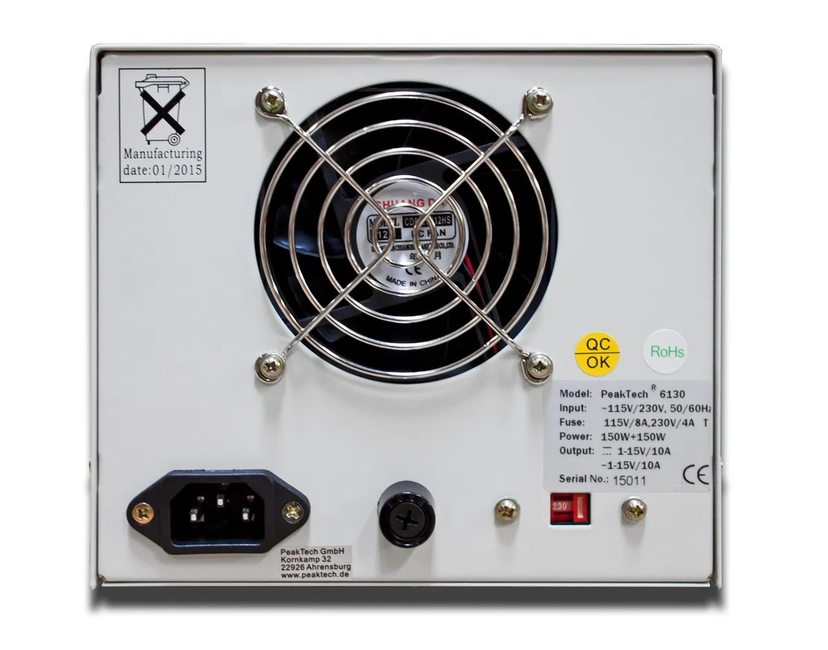 PeakTech P 6130 DC AC Labornetzteil - Labornetzgerät 1-15V / 10A, linear, 1 Stück