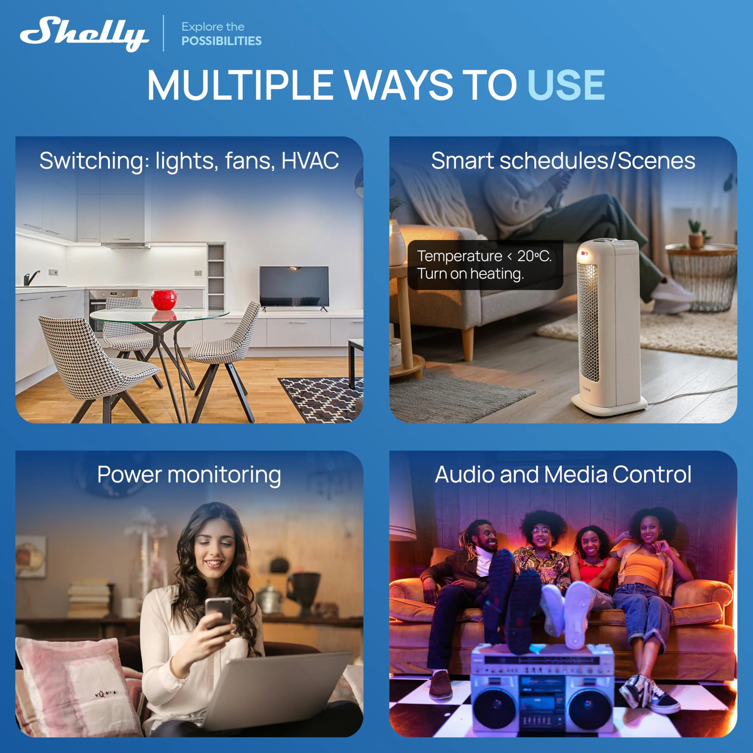 Shelly Wall Display XL Schwarz - 10.1" WLAN-Smart-Home-Bedienfeld, Vier Tasten, Integriertes 5A-Relais, Neutralleiter Erforderlich, LUX-Sensor, Stereo-Lautsprecher, Steuerzentrale, Home Assistant