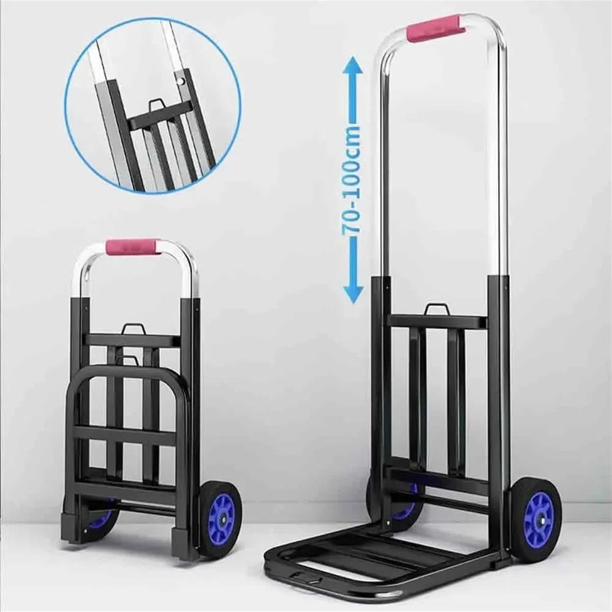 Handwagen Klappbar Zusammenklappbarer Handwagen, tragbarer Treppensteig-Einkaufswagen for den Außenbereich, verstellbarer Wagen, Gepäckanhänger, robuster, faltbarer Handsack FüR GepäCk Reisen Einkaufe