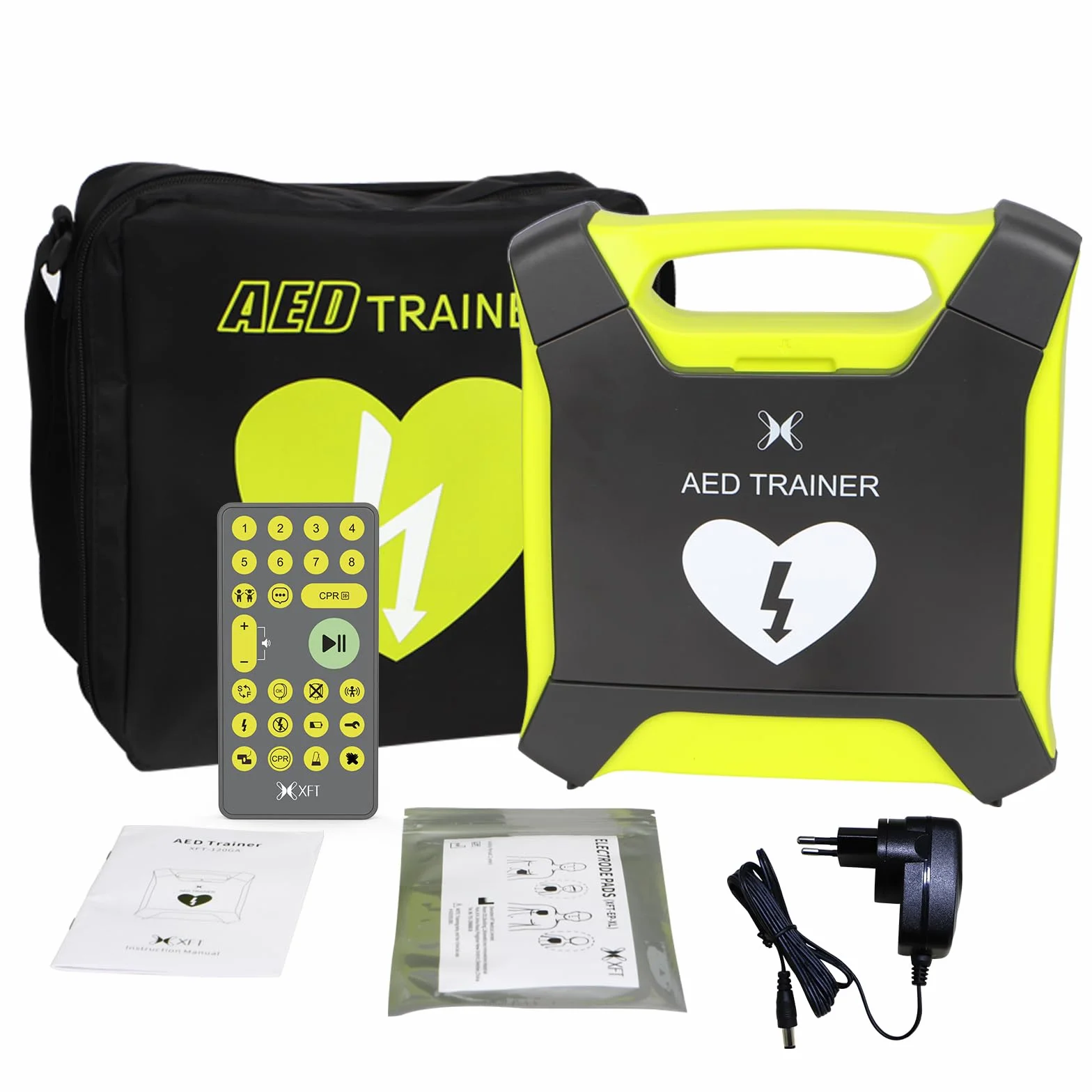 AED-Trainer XFT 120GA, Erste Hilfe Teaching Trainingsgerät, 8 Verschiedene Szenarien, Deutsch, Französisch, Spanisch und Italienisch Sprachansagen mit Fernbedienung