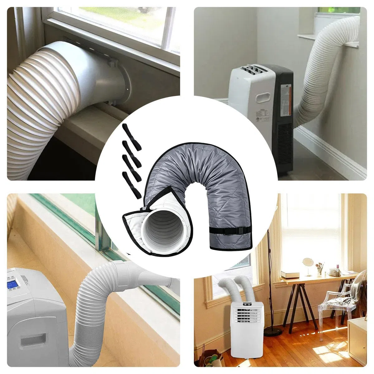 Portable Air Conditioner Hose Insulation Cover Kit | Air Conditioner Exhaust Hose Cover, Foldable Washable Duct Vent Accessories With 4 Adjustable Straps For Outdoor Indoor Home Hotel Dorm