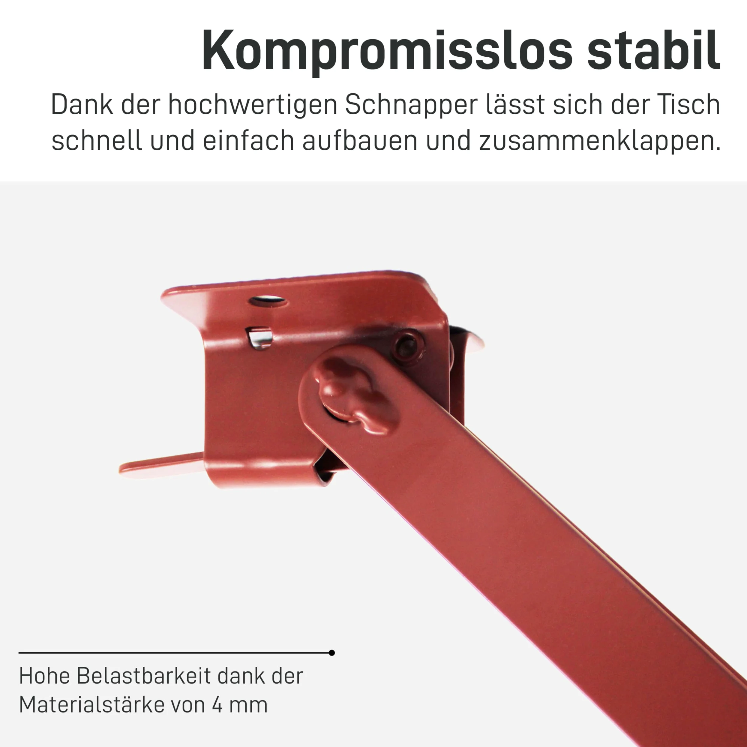 Natural Goods Berlin 2er Set Stehtisch Gestell klappbar (Dunkelrot, 105x43 cm) – Metall Tischbeine im Kastenprofil für Stehtische – Stabiles Tischgestell für Garten, Terrasse & Camping