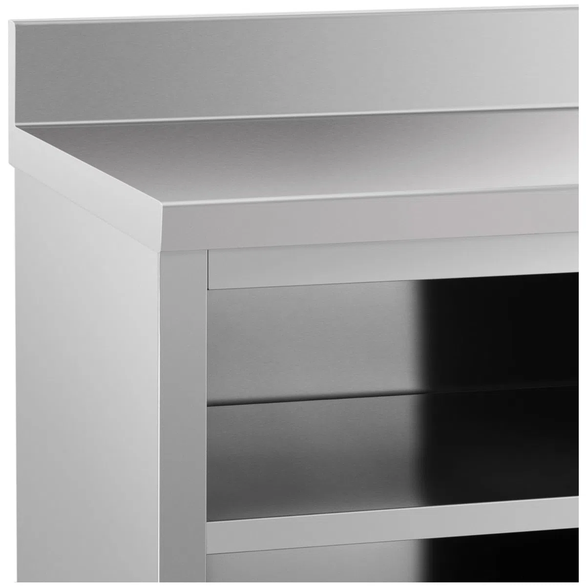 Royal Catering Arbeitstisch Edelstahltisch mit Unterschrank 180 x 60 cm mit Aufkantung bis 500 kg höhenverstellbare Füße Edelstahl-Tisch Arbeitsschrank Edelstahl Gastro-Edelstahlschrank