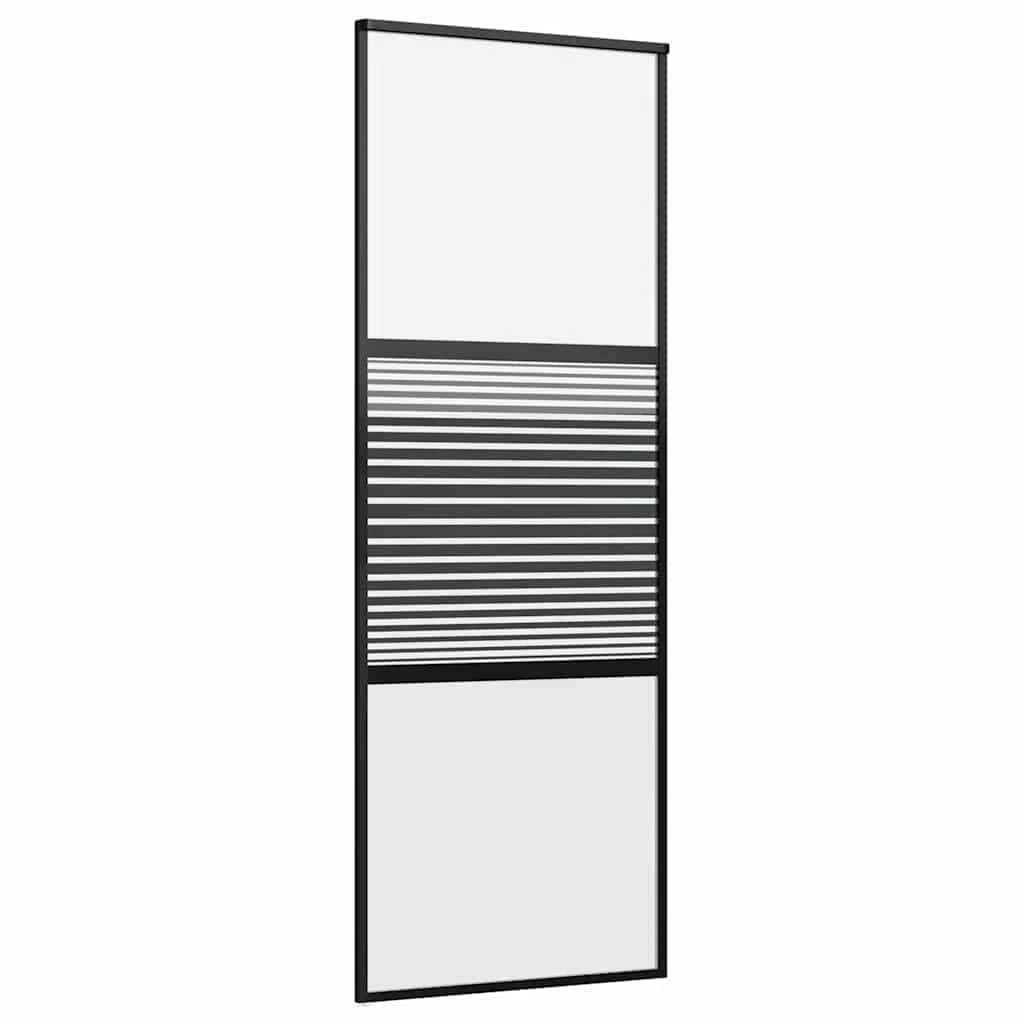 Solivagant Glastür Gestreift Schwarz 76 x 2 x 205 cm Aluminium, Heimwerkerbedarf,Baumaterialien,Türen, 22.65 kg-42012460