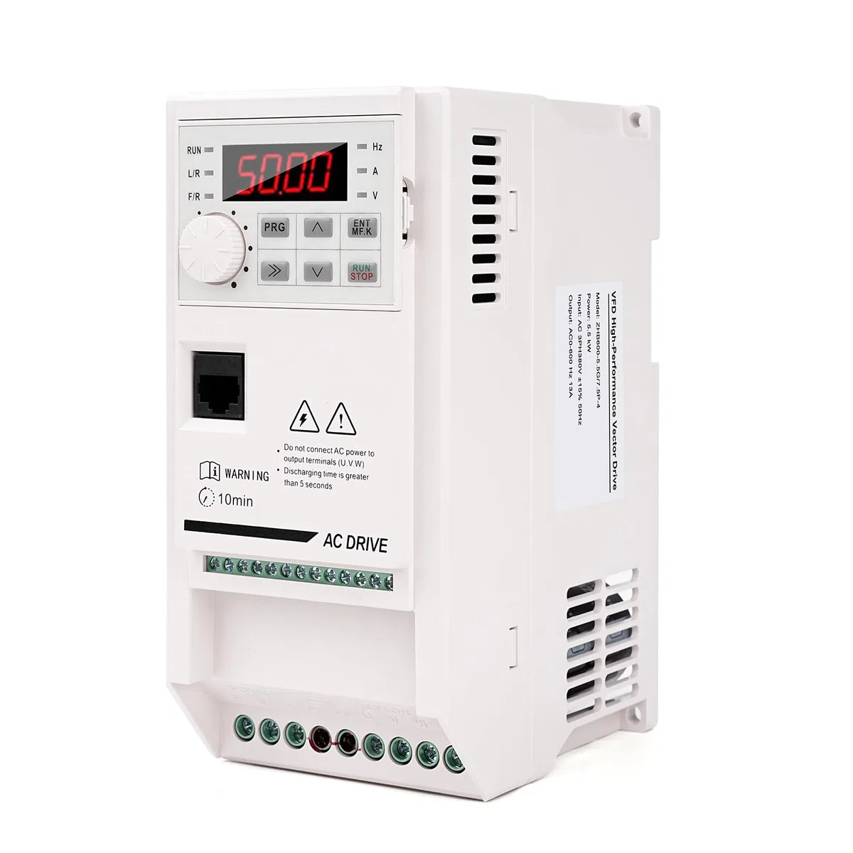 Frequenzumrichter 380V VFD 5.5KW drehzahlregler 3 phasen Eingang Ausgangs 380V frequenzumrichter CNC Antriebsumrichter Motordrehzahlregler mit Verlängerungskabel ZHB600-5.5KW
