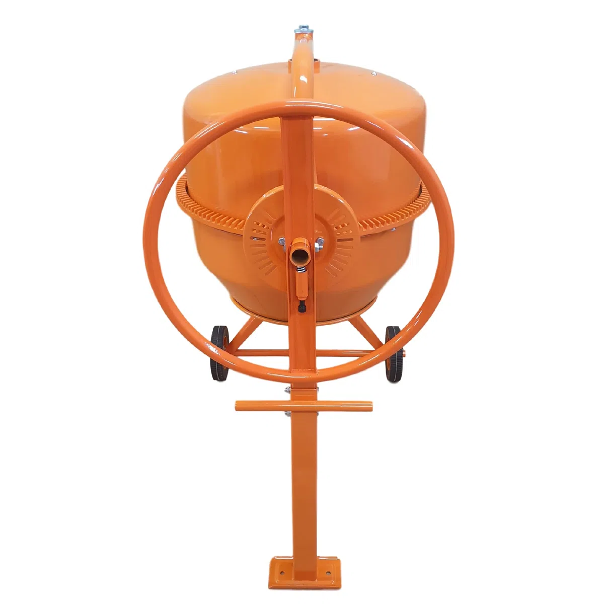 Betonmischer BAU140, 140L Trommel, 650W Motor, Orange, Stahlrahmen mit Metall-Zahnkranz, Kunststoffräder, Kipp-Handrad