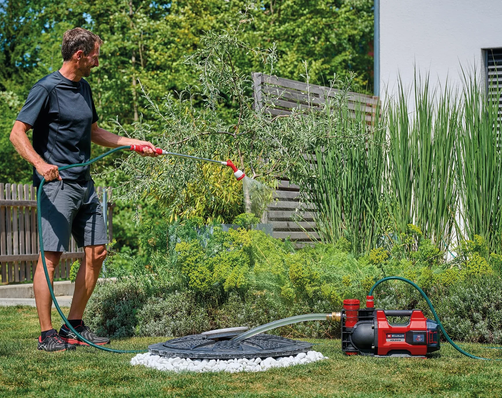 Einhell automatische Akku-Gartenpumpe AQUINNA 36/38 F LED AUTOMATIC Power X-Change (36 V, max. 3800 L/h, max. 37 m Förderhöhe, Automatikfunktion, ECO/Boost, Vorfilter, ohne Akku)