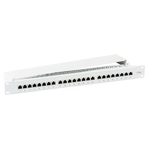 BIGtec 24 Port Gigabit Patchpanel Verteilerfeld Verteiler Patchfeld LSA Technik RJ45 8P8C RAL7035 grau 19 Zoll 19"