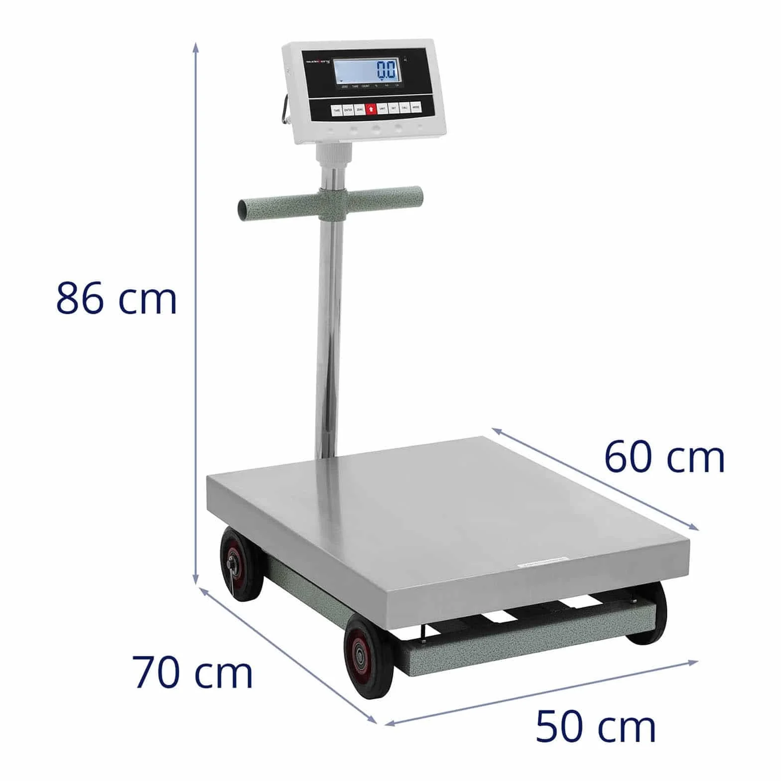 Steinberg Systems SBS-PF-600/100N Plattformwaage rollbar 600 kg / 0,1 kg 500 x 600 x 190 mm kg/lb Industriewaage Bodenwaage