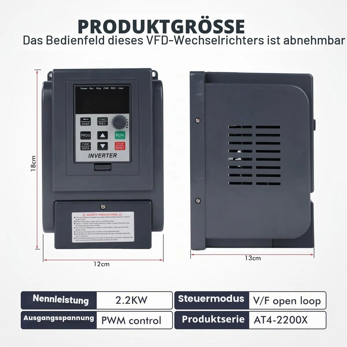 Jadeshay Frequenzumrichter 2,2 kW VFD Drehzahlregler 1 Phasen 220V Eingang 3 Phasen 380VAusgang AC220V Wechselrichter Motordrehzahlregler für Motor