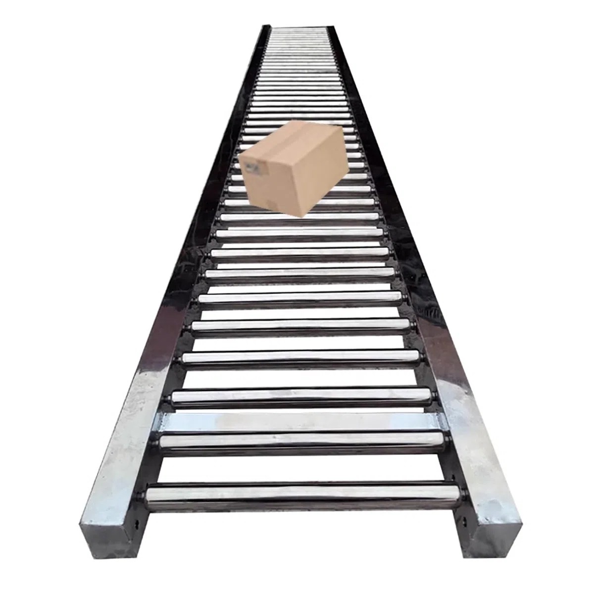 Rollenbahn aus Edelstahl, nicht betrieben, 40 cm Breite, 4 m Länge, ideal zum Entladen von Waren und Holzbearbeitung DIY