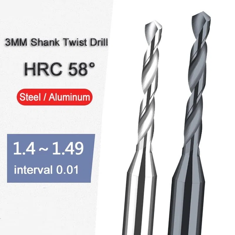 1 Stück Hartmetalllegierung Bohrer Wolframstahl Edelstahl Twist Bit 1,42 1,43 1,45 1,46 1,48 1,49 mm Metallbohrer for CNC-Fräsmaschine (Color : Coating, Size : D1.49X12LXD3)
