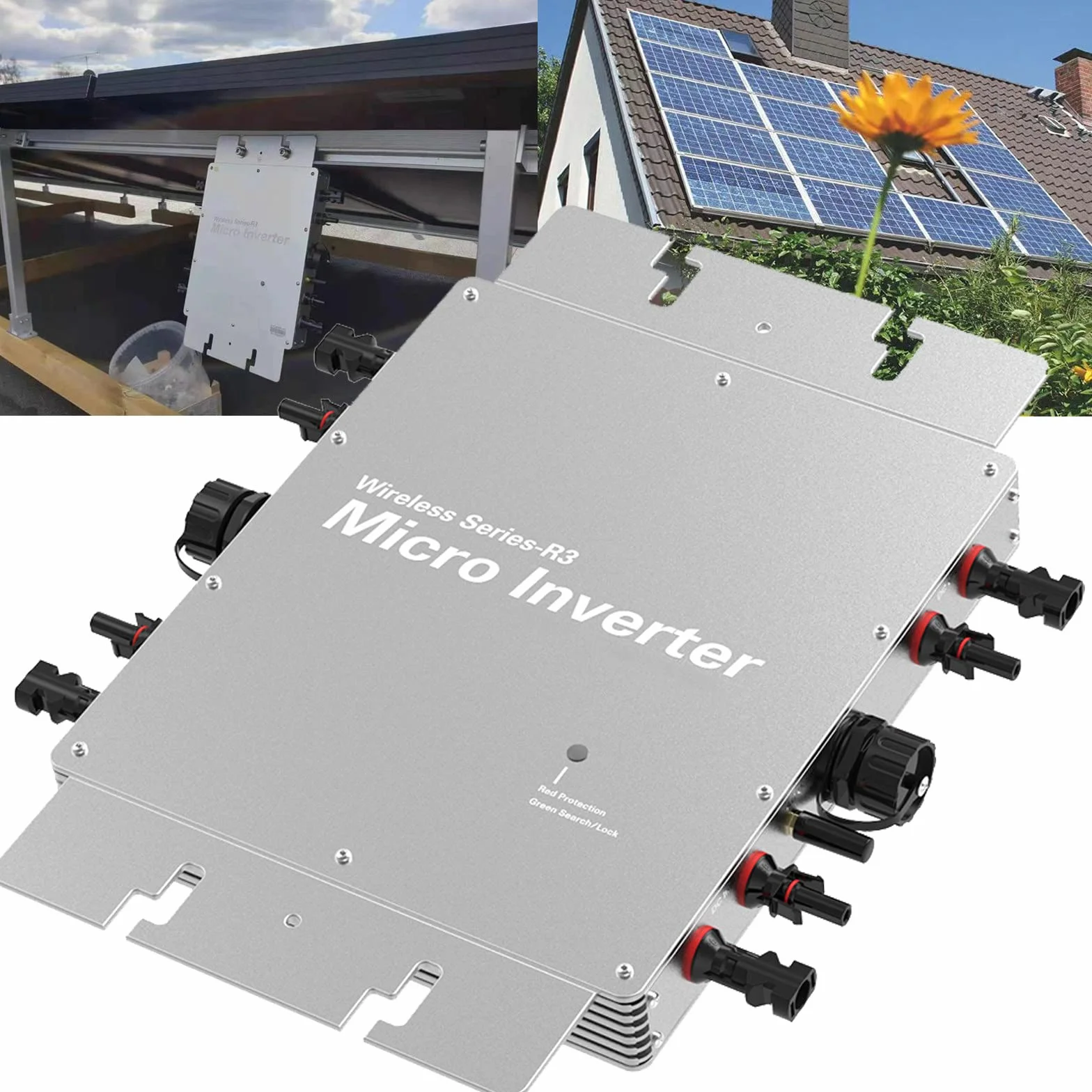 WVC-1200/1400/1600/2000/2400/2800W Solar Grid Tie Inverter,Micro Inverter Grid Tie,Tragbarer Pv-Wechselrichter, Automatische 120/230-V-Identifikation FüR Den Einsatz In Solarsystemen,2400W