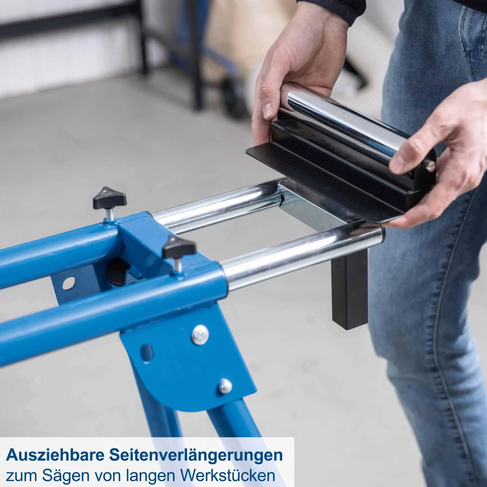 Scheppach Untergestell Arbeitstisch UMF1600 | Maschinentisch für Kappsägen, Schleifmaschinen, Dekupiersägen & Tischbohrmaschinen | Last 200kg | Höhe 740mm | Ausziehbar 1000-1650mm | Auflagenhöhe 910mm | Belastbar bis 200kg | Betthöhe 740mm | Ausziehbare A