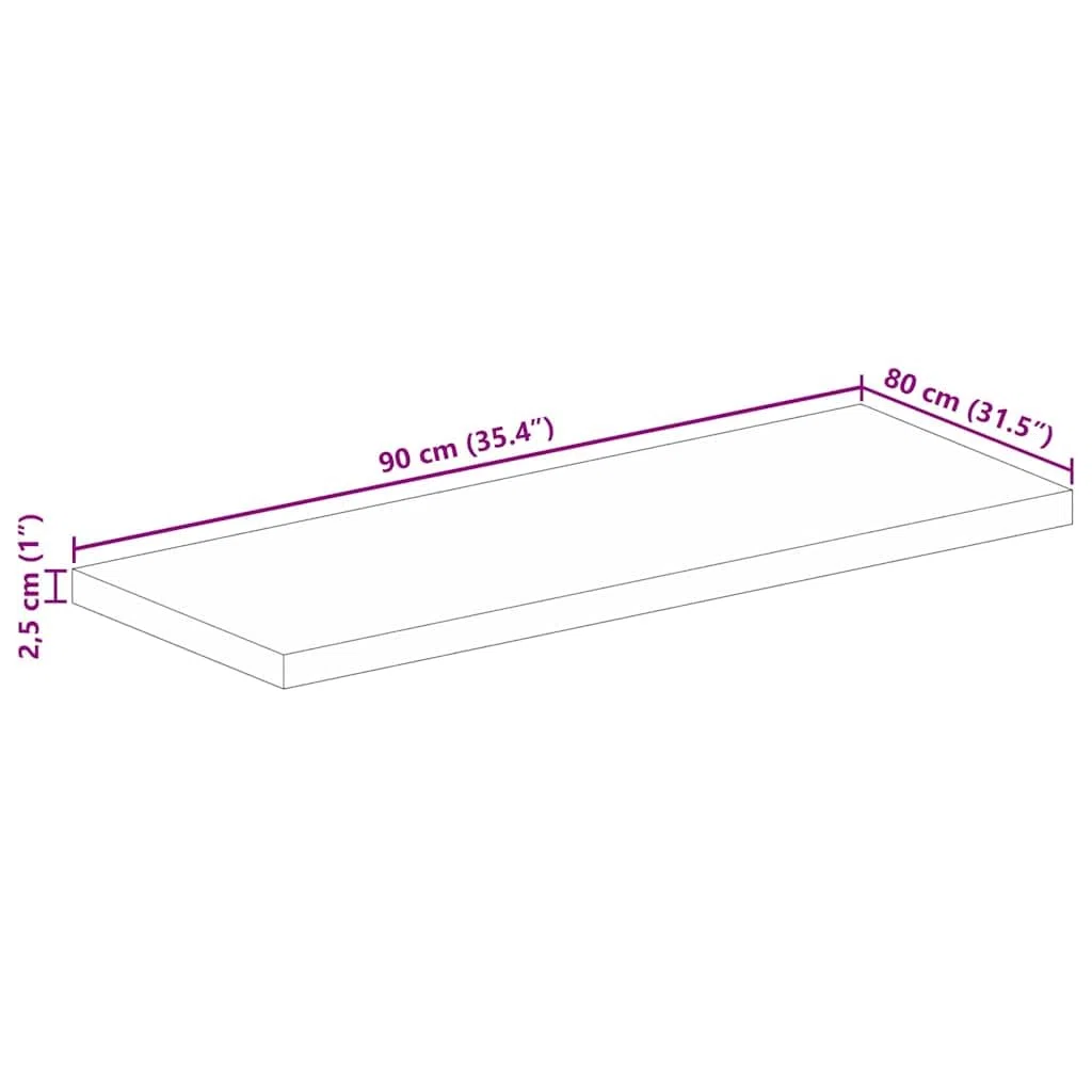 vidaXL Tischplatte, Holzplatte Rechteckig, Massivholzplatte für Bartisch Beistelltisch Esstisch, Ersatztischplatte, 90x80x2,5cm Akazienholz