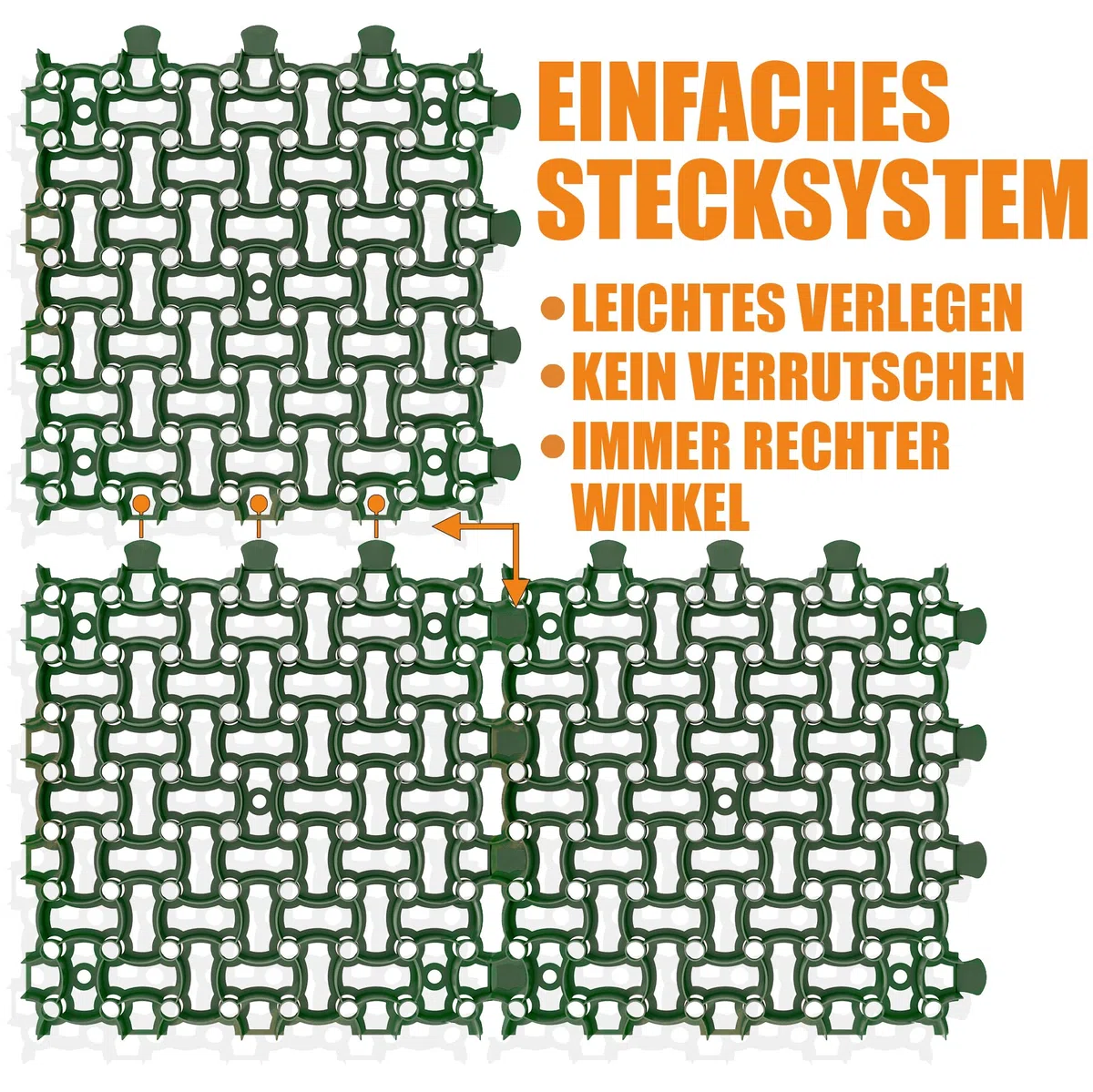 BigDean Rasengitter Kunststoff 100 Stück a 50 x 50 x 4 cm - 16 t/m² belastbar & befahrbar Paddockplatten in grün (25 m²)