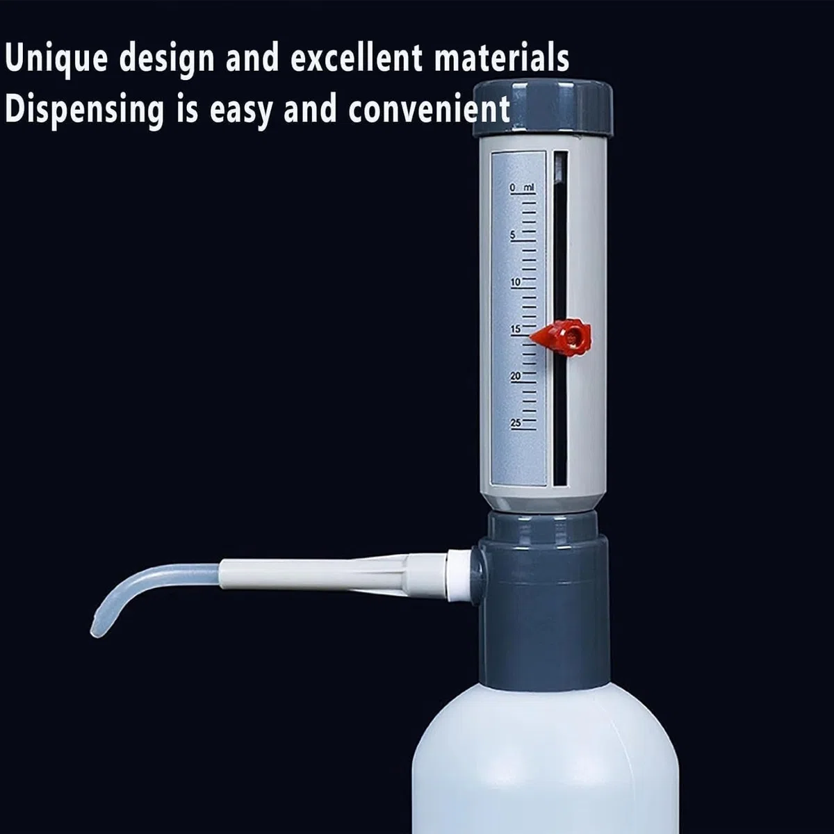 Flaschendeckelspender für 0–25 ml, Hülsentyp mit 2000 ml Glasflasche, verstellbare Kapazitätsskala für effizientes und sicheres Pipettieren von Säuren und Reagenzien