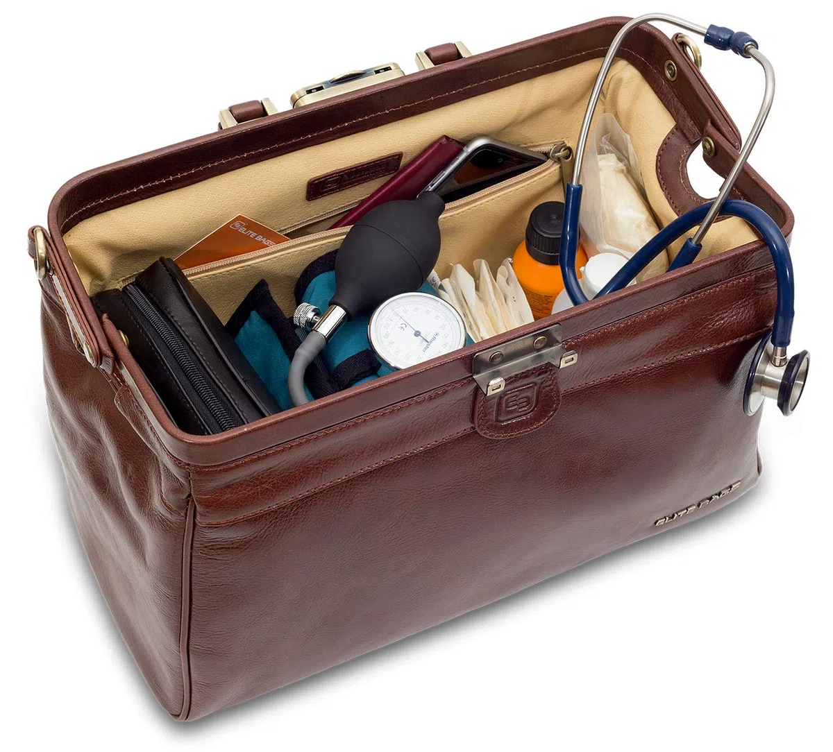 CLASSY´S deluxe Arzttasche aus Leder, Braun, 20 × 36 × 21 cm