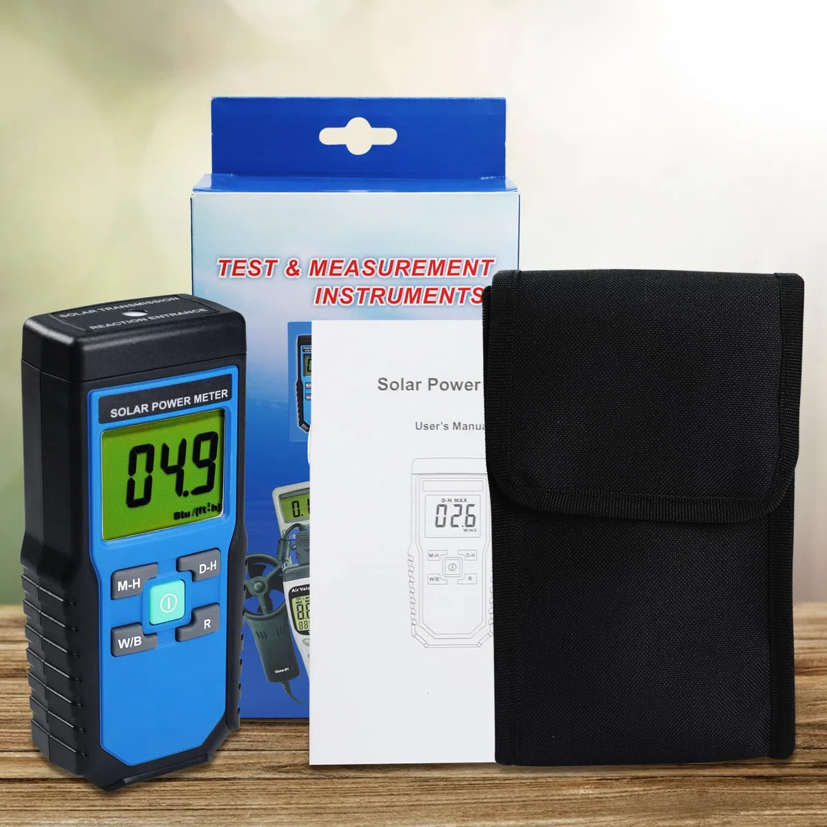 Digital Solar Power Meter Reader (Pyranometer) BTU / (ft2 * h) W / m2 Strahlung Energie Zelle Tester Auto Range
