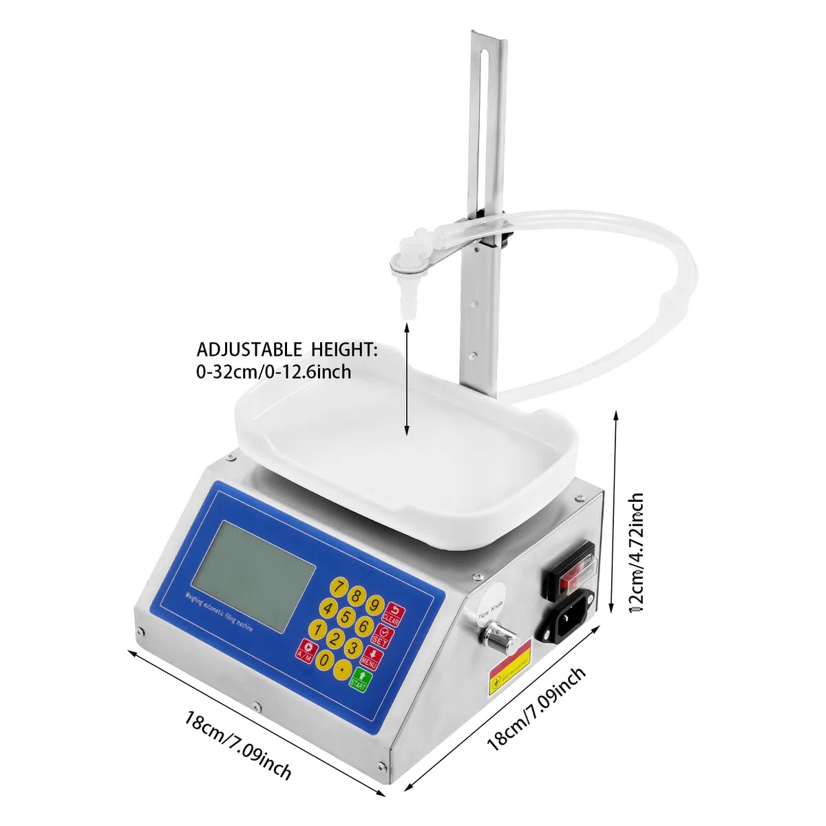 Quantitative Flüssigkeitsabfüllmaschine 30W Elektrische Abfüllanlage mit Membranpumpe, LCD Display, 8g-3kg Kapazität, für Getränke Spirituosen Sojasauce Essig Reagenzien