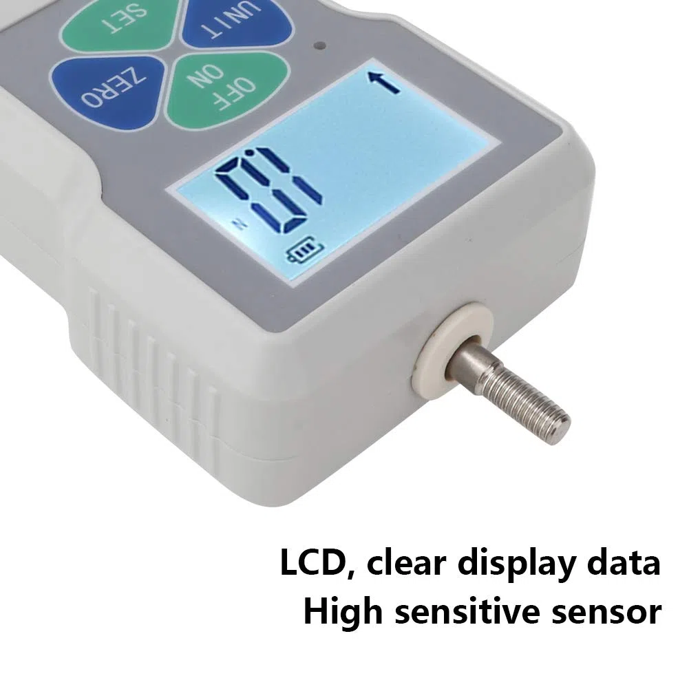 Digitales Kraftmessgerät SF-100 Tragbares Druck- und Zugmessgerät Digitales Kraftmessgerät 100N 100-240V, Einheitenanzeige: Lb, Kg, N(EU plug)