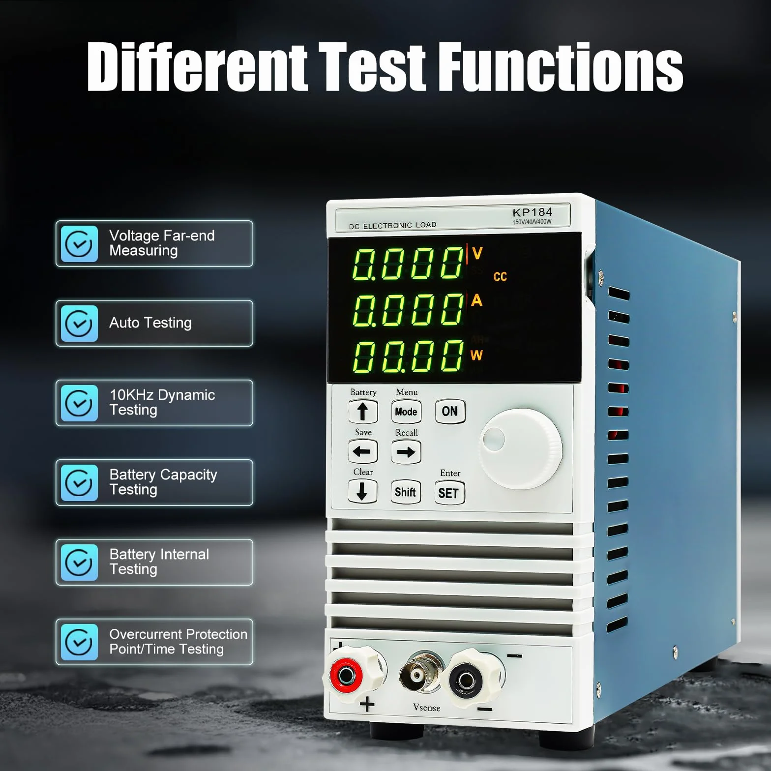 KP184 DC Elektronische Last 400W 40A 150V | Programmierbare Last mit CC CV CW CR Modi & Batterietest | RS232, Überspannungsschutz | Für LED-Treiber, Netzteile, Ladegeräte & Akkus im Labor